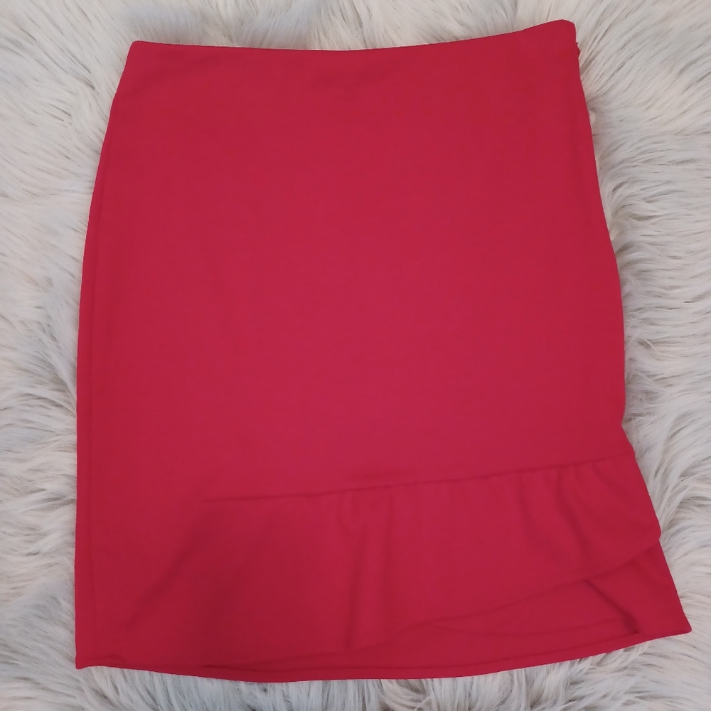 The Limited Vintage Red Ruffle Pencil Skirt Size 8 - Picture 1 of 5